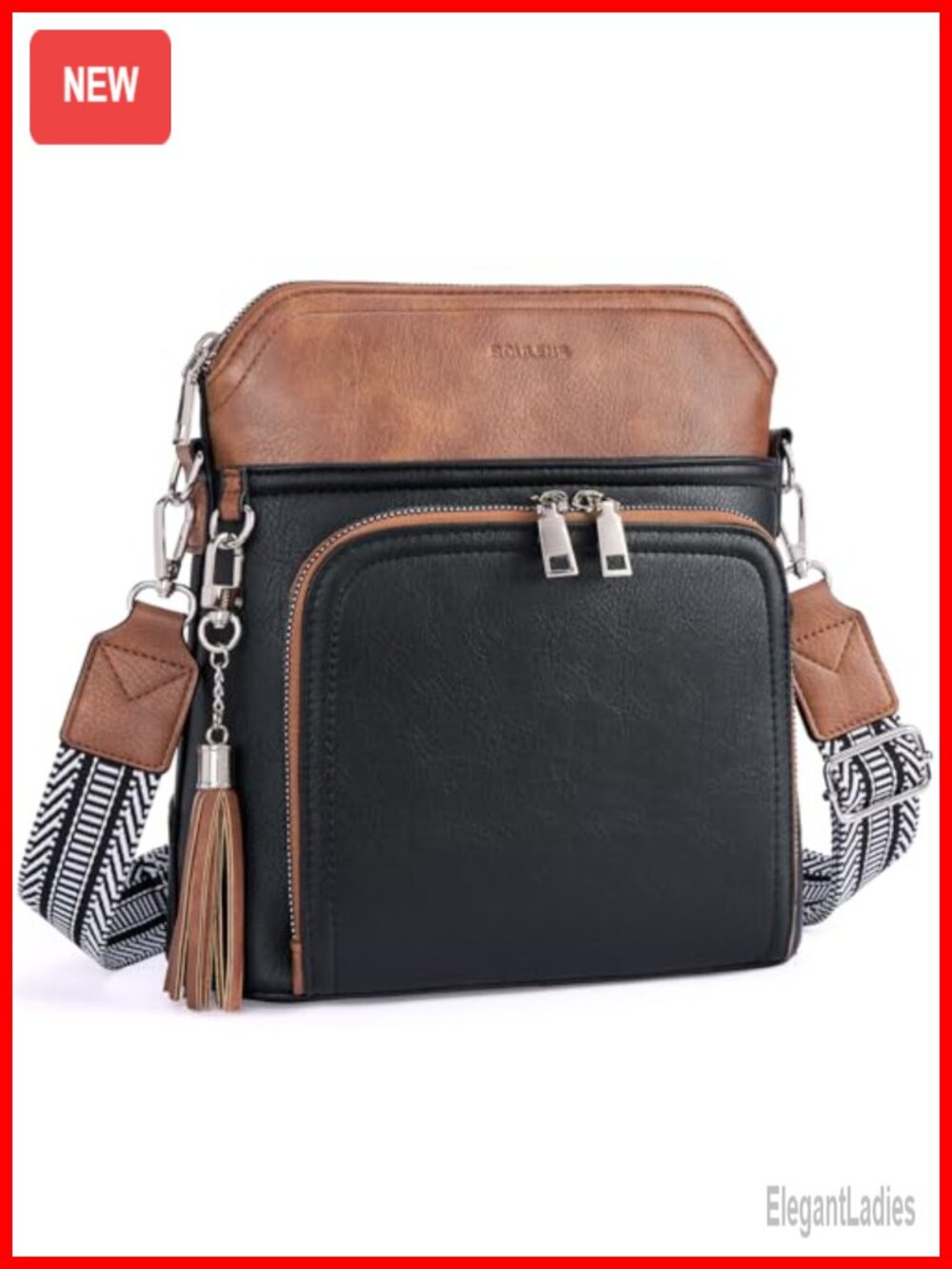 PU Leather Medium Crossbody Wallet Purse RFID Tassel Travel Shoulder Bag